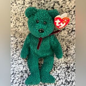 Ty Beanie Baby Green Holiday Bear